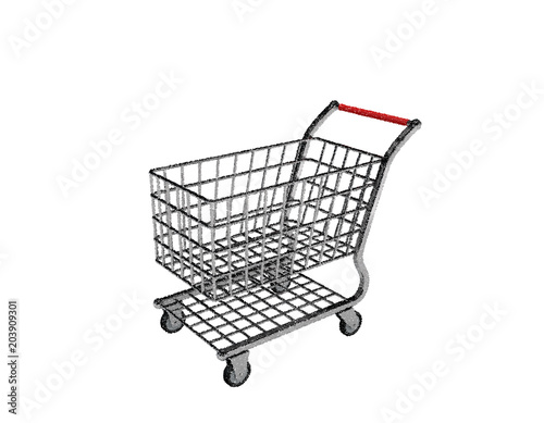 Empty shopping cart. Isolated on white background. Vector illustration.