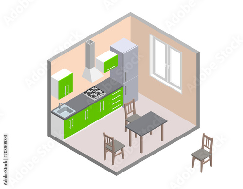 Interior kitchen room. 3d V...