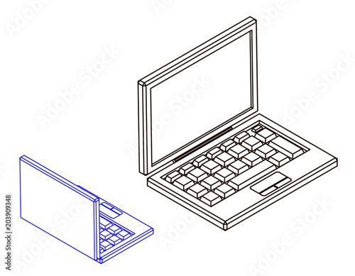 Laptop icon. Vector outline...