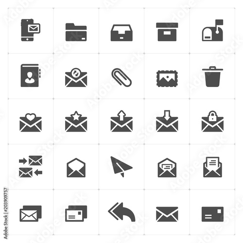 Icon set - mail and letter solid icon style vector illustration on white background