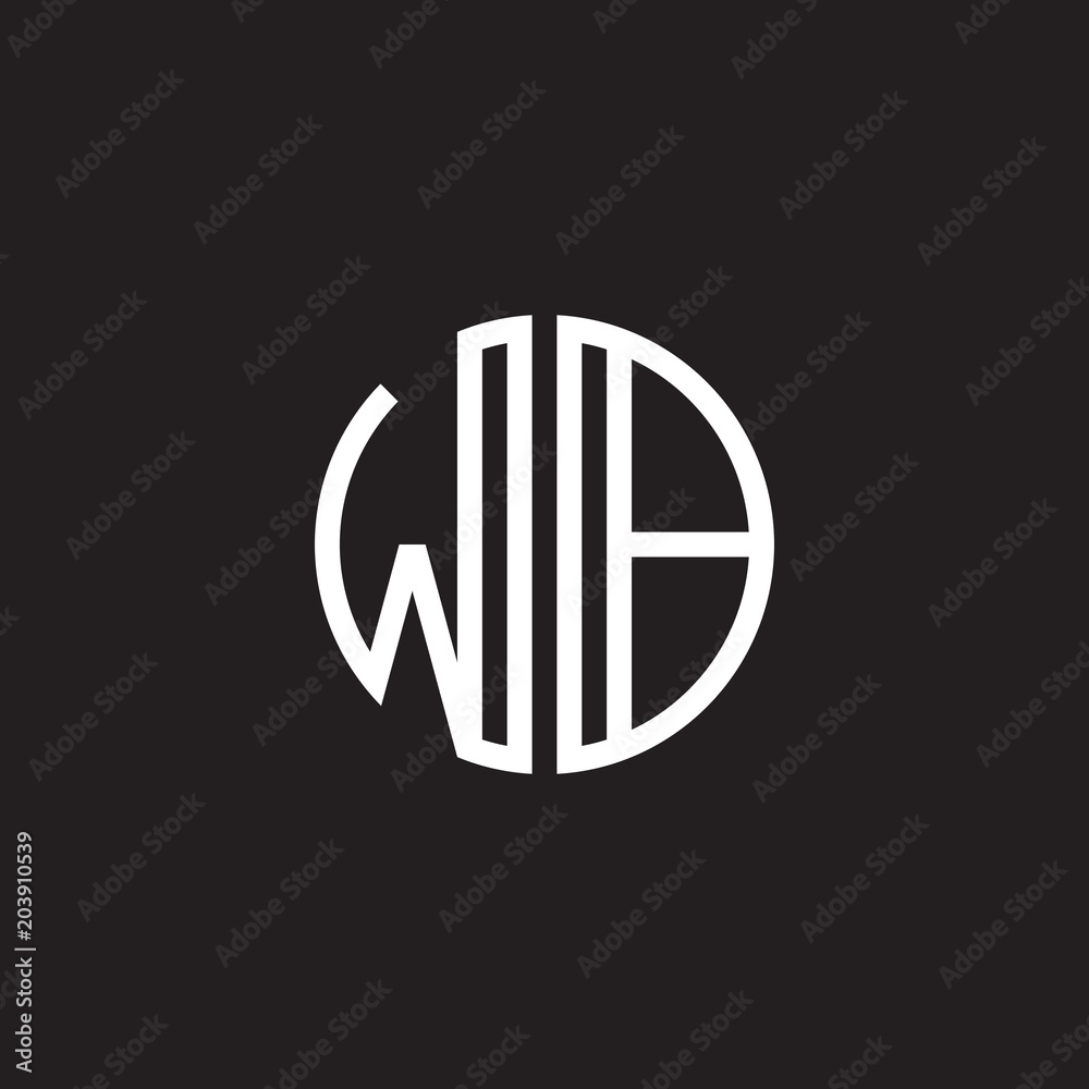 Initial letter WB, minimalist line art monogram circle shape logo, white color on black background Initial letter WB, minimalist line art monogram circle shape logo, white color on black background