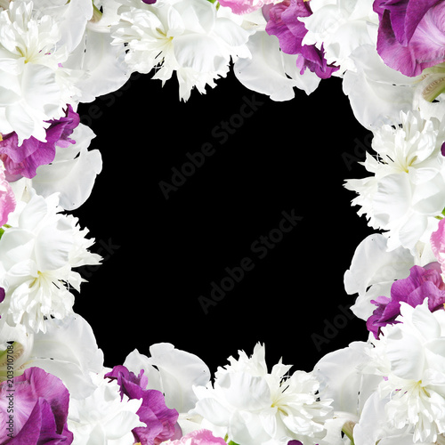Fototapeta Naklejka Na Ścianę i Meble -  Beautiful floral background with peonies and irises 