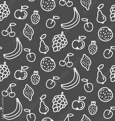Fruits line sketchy seamless vector pattern