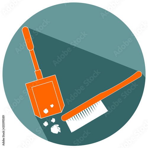 Broom and dustpan flat design vector eps 10