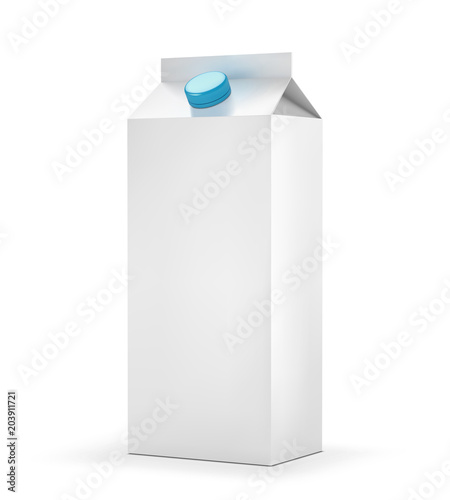 Blank milk carton package isolated on white background