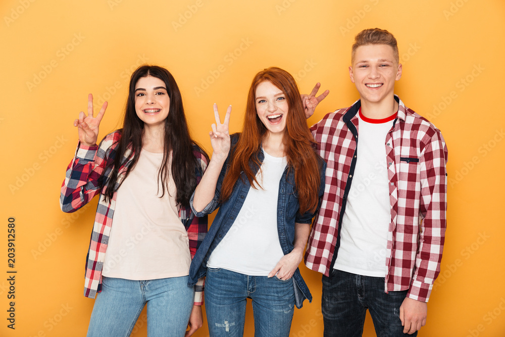 Obraz premium Group of happy school friends