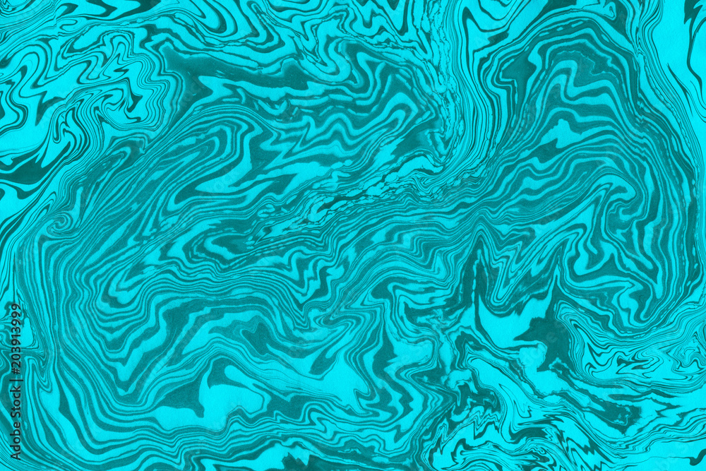 Suminagashi marble texture hand painted with cyan ink. Digital paper 1516 performed in traditional japanese suminagashi floating ink technique. Bizarre liquid abstract background. Suminagashi marble texture hand painted with cyan ink. Digital paper 1516 performed in traditional japanese suminagashi floating ink technique. Bizarre liquid abstract background.