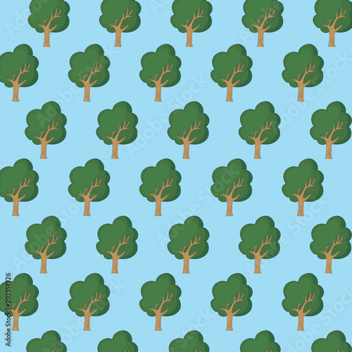 background of trees pattern over white background, colorful design. vector illustration