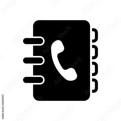 address book with phone sign on cover. simple icon