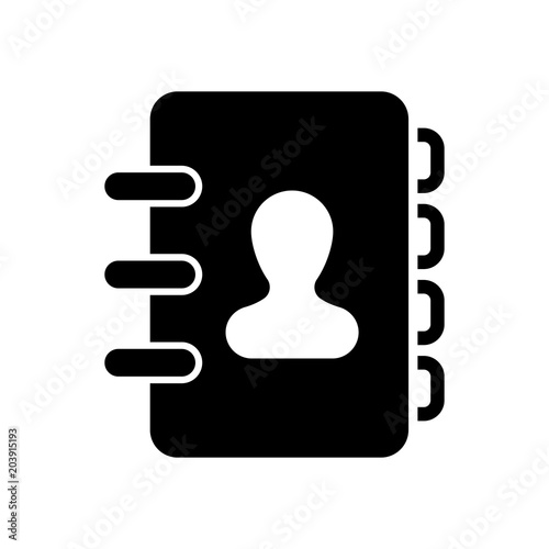 address book with person on cover. simple icon