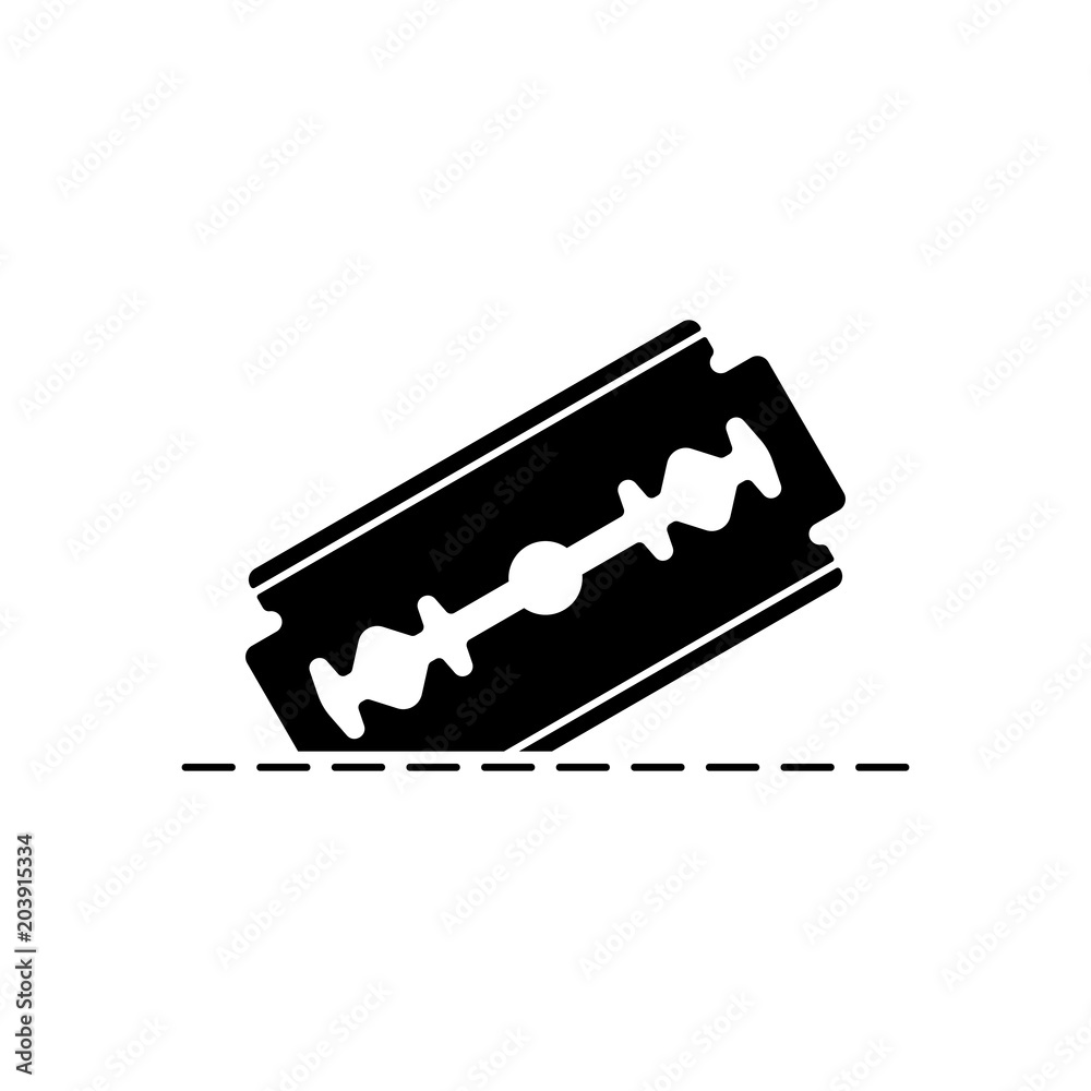 razor blade and cutting line. simple icon razor blade and cutting line. simple icon