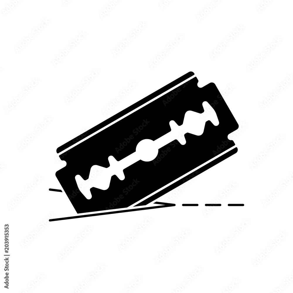 razor blade and cutting line. simple icon razor blade and cutting line. simple icon