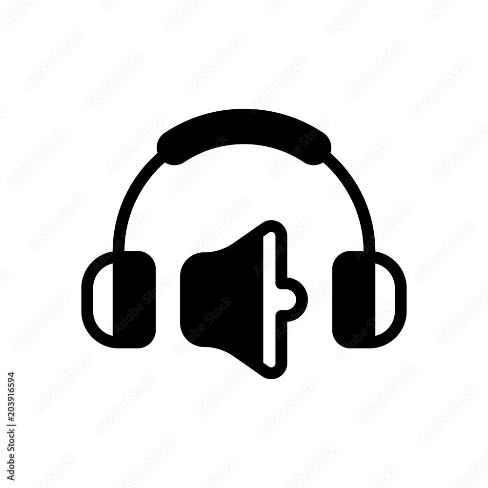 Headphones and volume level. Medium volume level. Simple icon Headphones and volume level. Medium volume level. Simple icon