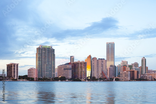 Skyline of buildings at Brickell District  Miami  Florida  USA