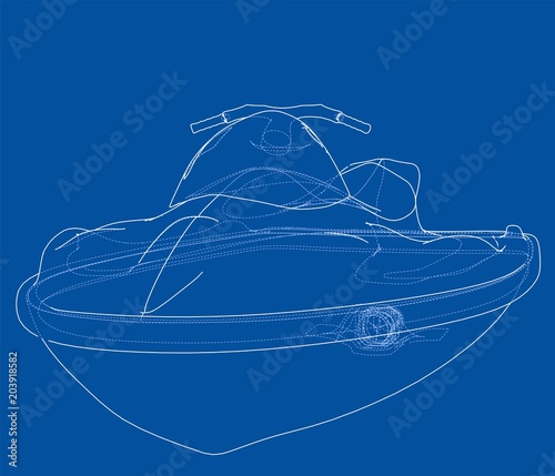 Jet ski sketch. Vector