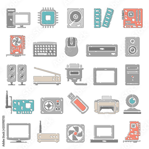 Outline Color Icons - Computer Hardware