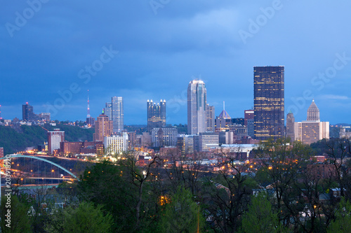 Pittsburgh skyline from Oakland neighborhood, Pennsylvania, USA