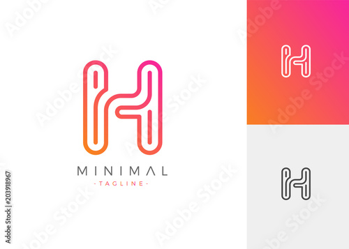 Minimal Line Letter Initial H Logo Design Template. Vector Logo Illustration