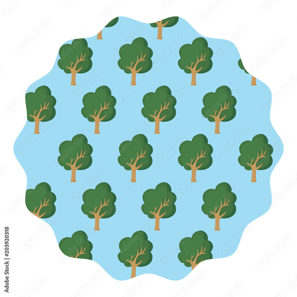 circular frame with trees pattern over white background, colorful design. vector illustration circular frame with trees pattern over white background, colorful design. vector illustration