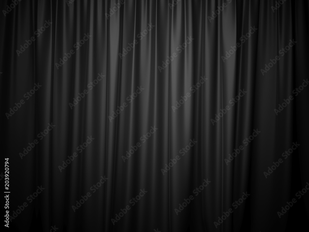 3D rendering black stage curtain