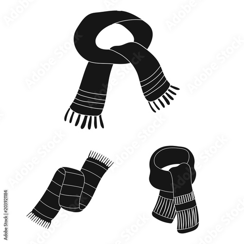 Scarf and Shawl black icons in set collection for design.Clothes and Accessory vector symbol stock web illustration.