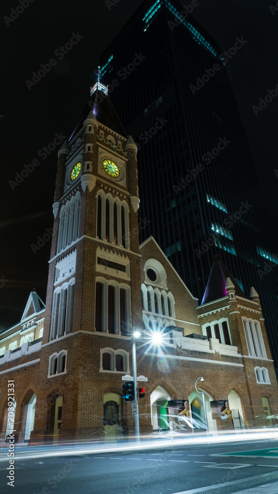 The night view of church 