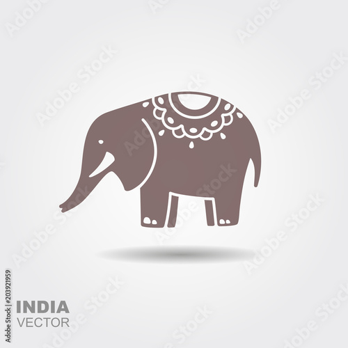 Elephant. Stylized flat icon with shadow