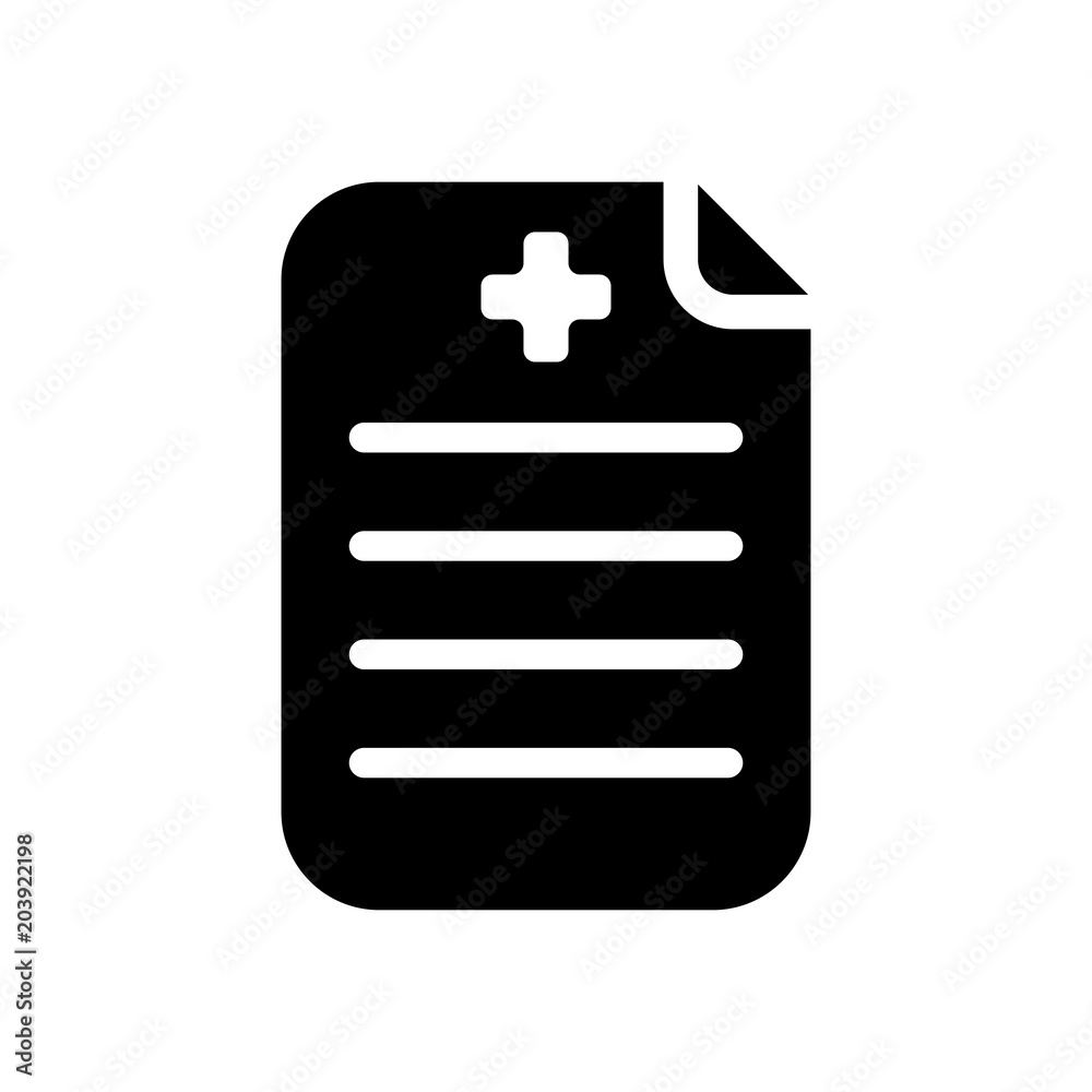 Medical history or report. Paper and medical cross Medical history or report. Paper and medical cross