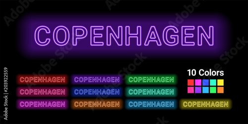 Canvas Print Neon name of Copenhagen city