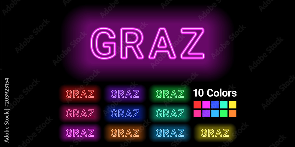 Neon name of Graz city Neon name of Graz city