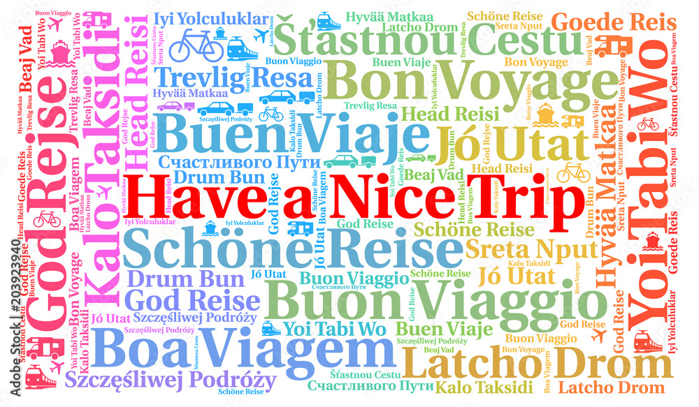 Have a nice trip word cloud in different languages