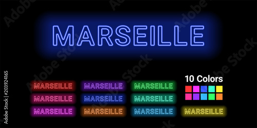 Neon name of Marseille city