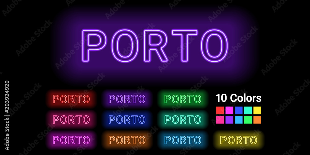 Neon name of Porto city Neon name of Porto city