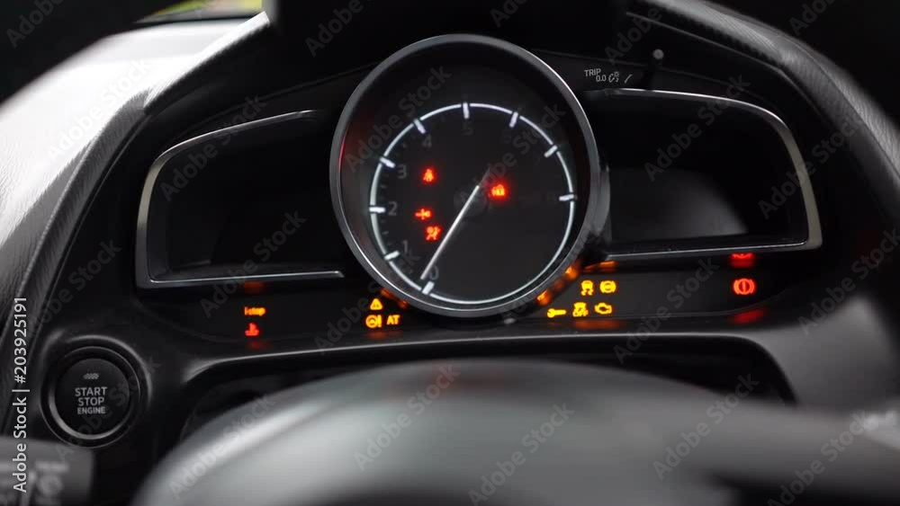 Push start button for start new modern car engine. Push start button for start new modern car engine.