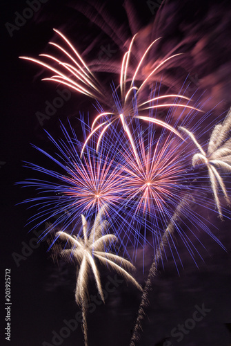 Holiday Celebration with a Fireworks Display Slow Motion