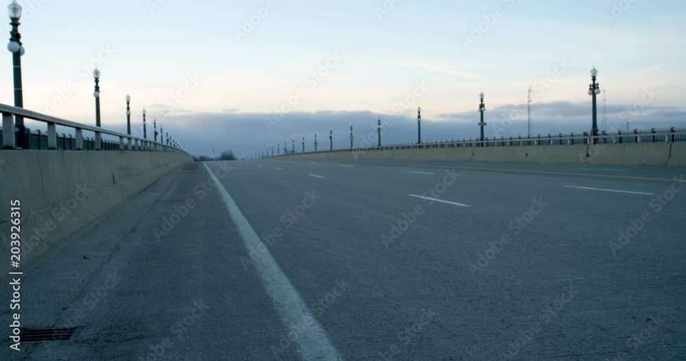 MacArthur Bridge Street Left Side Dolly In Shot In Detroit MacArthur Bridge Street Left Side Dolly In Shot In Detroit