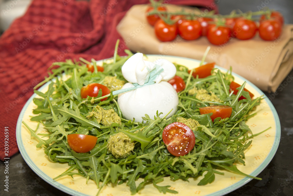 Burrata cheese with vegetables Burrata cheese with vegetables