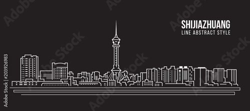 Cityscape Building Line art Vector Illustration design - Shijiazhuang city
