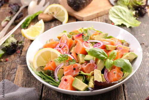 salad with salmon and avocado
