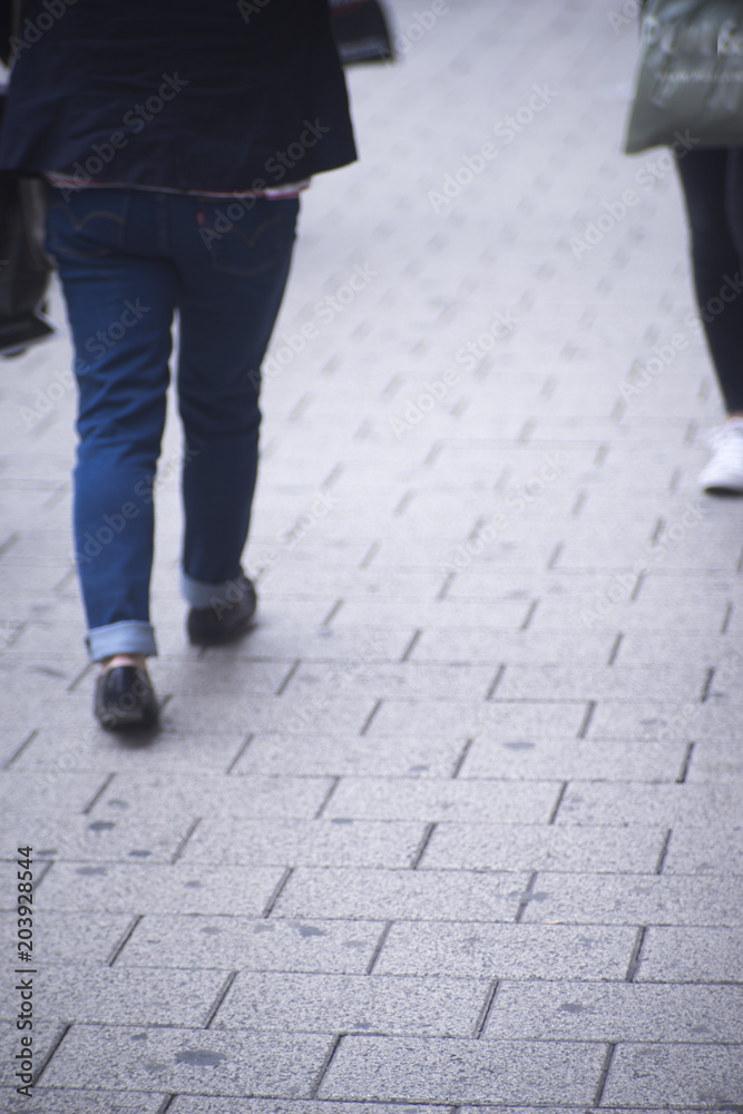People walking sidewalk pavement People walking sidewalk pavement