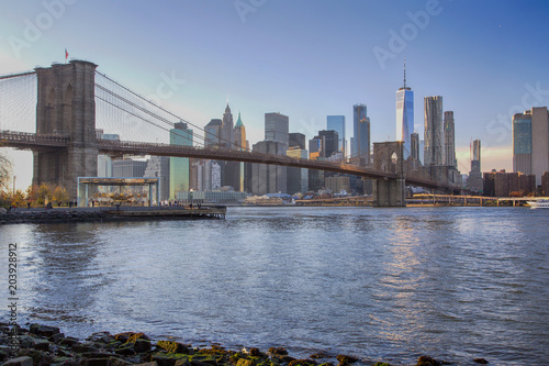 New York, Lower Manhattan skyline with Brooklyn Bridge © Alessandro Lai
