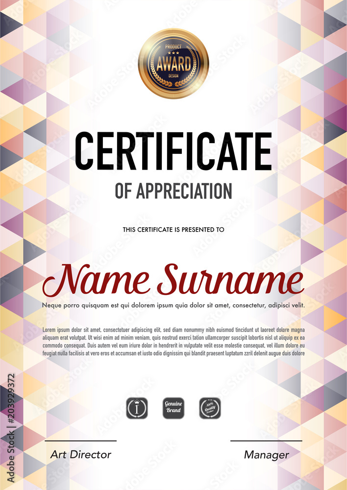 Fototapeta premium Certificate template luxury and diploma style,vector illustration.