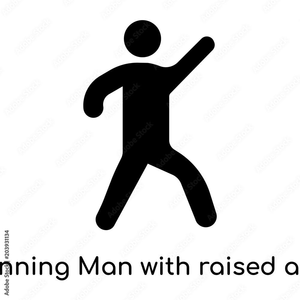 Running Man with raised arm icon isolated on white background Running Man with raised arm icon isolated on white background