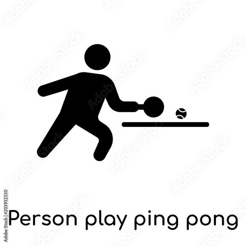 Person play ping pong icon isolated on white background