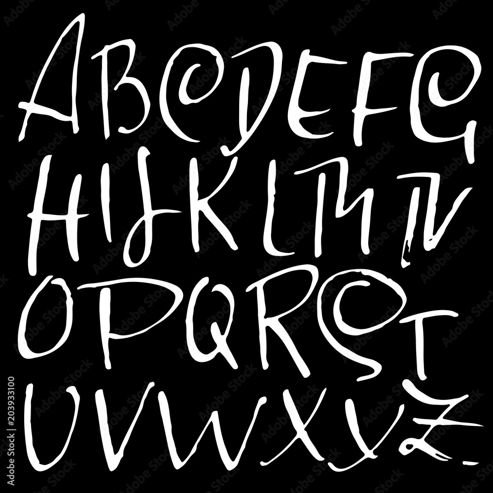Grunge distress font. Modern dry brush ink letters. Handwritten alphabet. Vector illustration. Grunge distress font. Modern dry brush ink letters. Handwritten alphabet. Vector illustration.