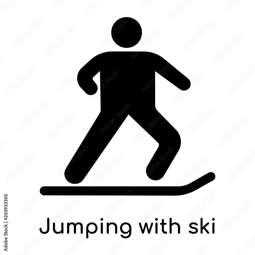 Jumping with ski icon isolated on white background Jumping with ski icon isolated on white background