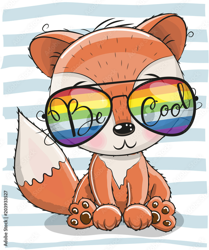 Obraz premium Ładny Fox z okularami przeciwsłonecznymi