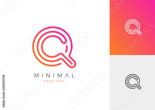 Minimal Line Letter Initial R Logo Design Template. Vector Logo Illustration