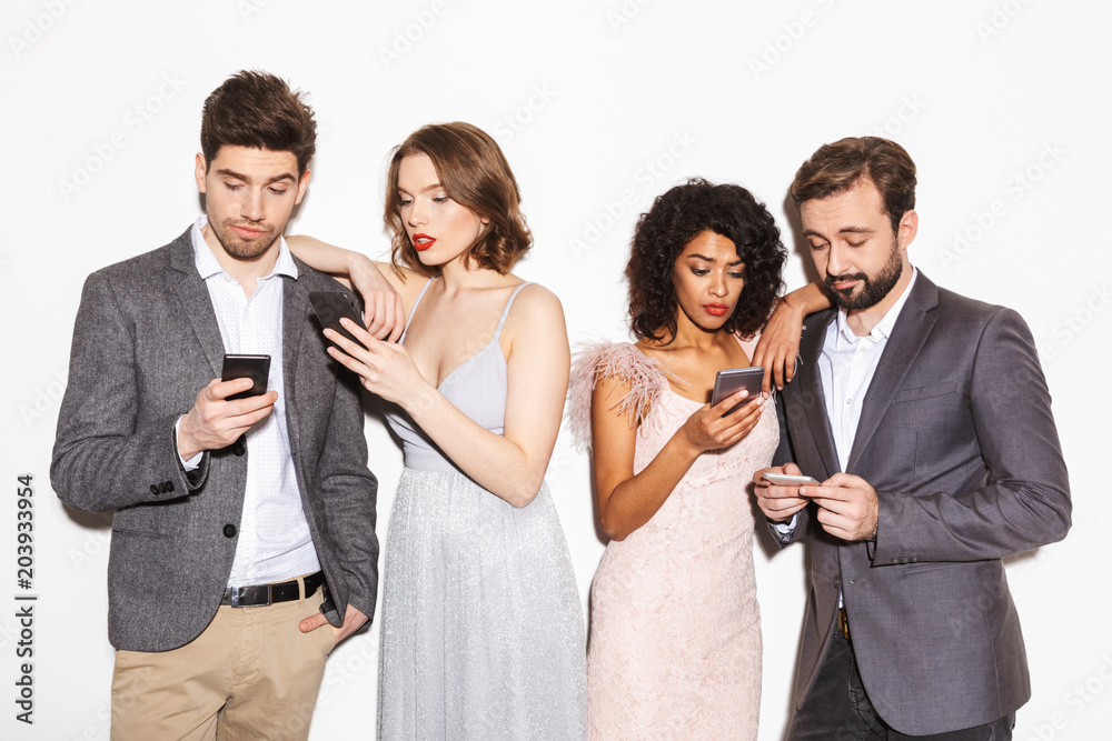Group of bored well dressed multiracial people Group of bored well dressed multiracial people