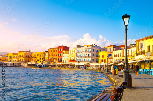 View of the old port of Chania, Crete, Greece